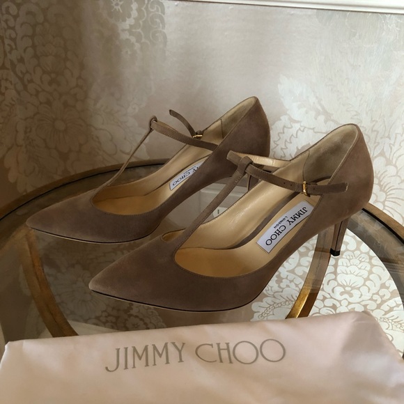 Jimmy Choo Suede T-Strap Heels - Picture 7 of 9
